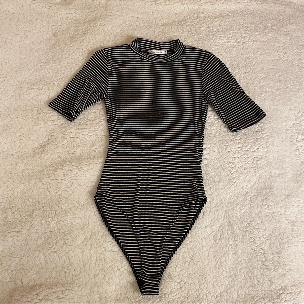 Black & White Stripe Bodysuit Shirt